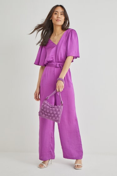 Women - Satin jumpsuit - purple