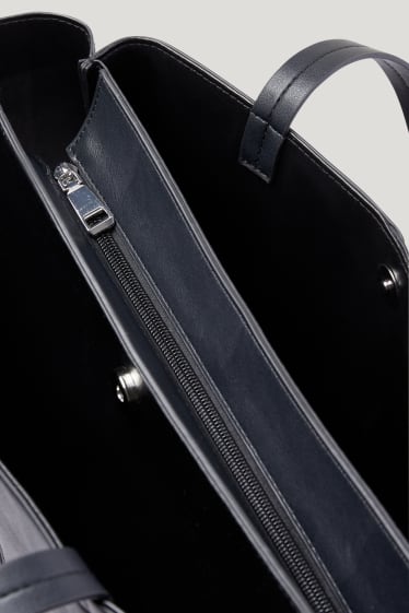 Damen - Shopper - Lederimitat - schwarz