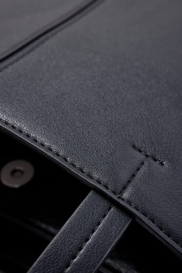 Damen - Shopper - Lederimitat - schwarz