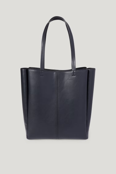 Damen - Shopper - Lederimitat - schwarz