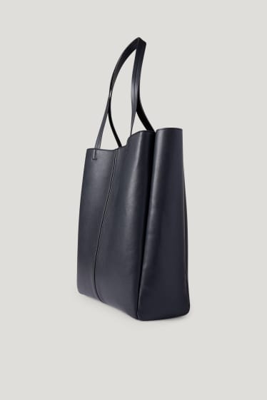 Damen - Shopper - Lederimitat - schwarz
