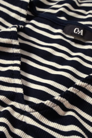 Women - Bodycon dress - striped - dark blue / white