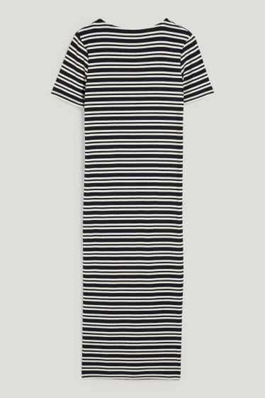 Women - Bodycon dress - striped - dark blue / white