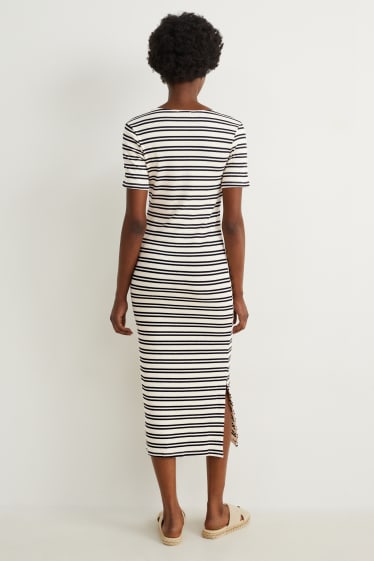 Women - Bodycon dress - striped - dark blue / creme white
