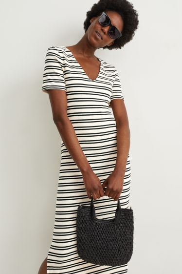 Women - Bodycon dress - striped - dark blue / creme white