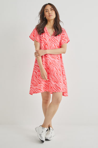 Damen - A-Linien Kleid - gemustert - pink