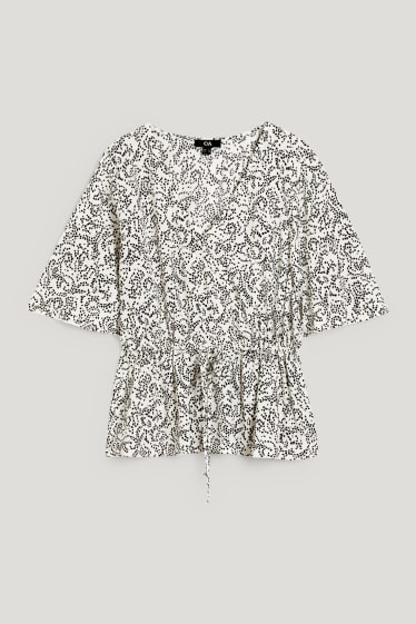 Damen - Bluse - gemustert - cremeweiß