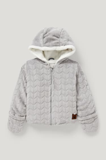 Baby Boys - Baby-Fleecejacke mit Kapuze - hellgrau