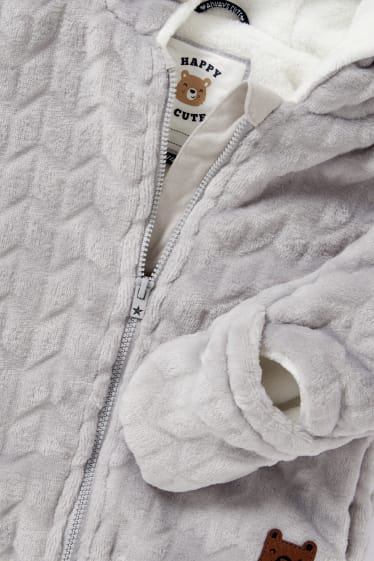 Baby Boys - Baby-Fleecejacke mit Kapuze - hellgrau