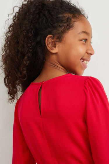 Kids Girls - Kleid mit Gürtel - rot