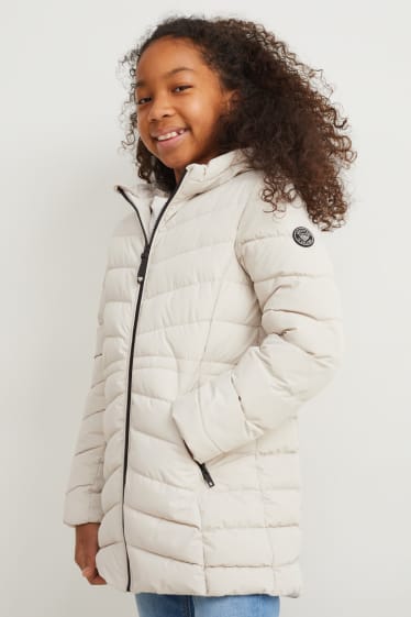Kids Girls - Steppjacke mit Kapuze - hellbeige