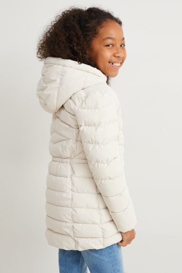 Kids Girls - Steppjacke mit Kapuze - hellbeige