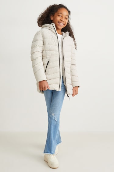 Kids Girls - Steppjacke mit Kapuze - hellbeige