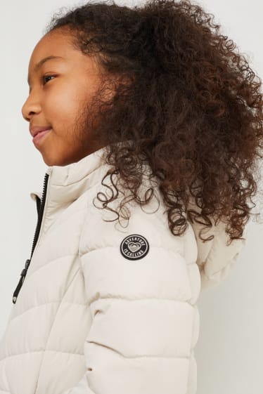 Kids Girls - Steppjacke mit Kapuze - hellbeige