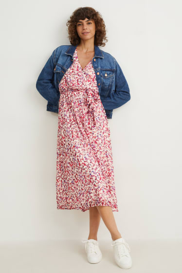 Damen - Chiffon-Kleid - geblümt - rosa