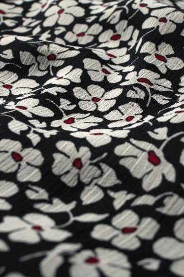 Dames - Jurk van chiffon - gebloemd - zwart
