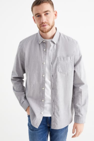 Herren - Oxford Hemd - Regular Fit - Button-down - grau
