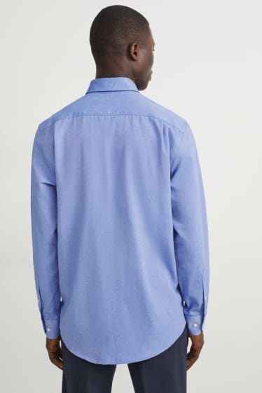 Heren - Oxford overhemd - regular fit - button down - blauw