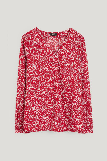 Damen - Bluse - gemustert - dunkelrot