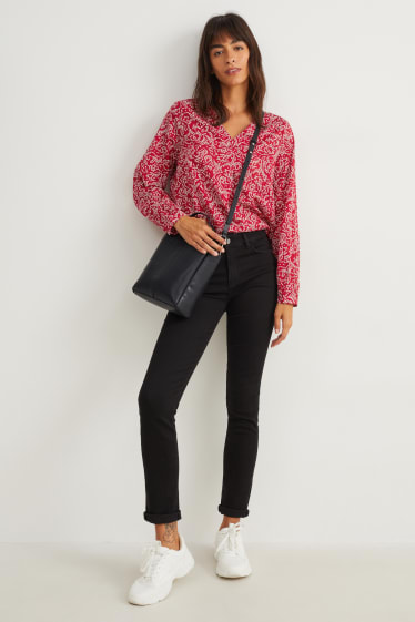 Damen - Bluse - gemustert - dunkelrot