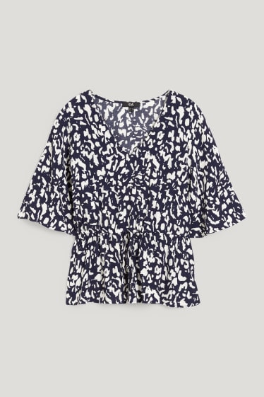 Damen - Bluse - gemustert - dunkelblau