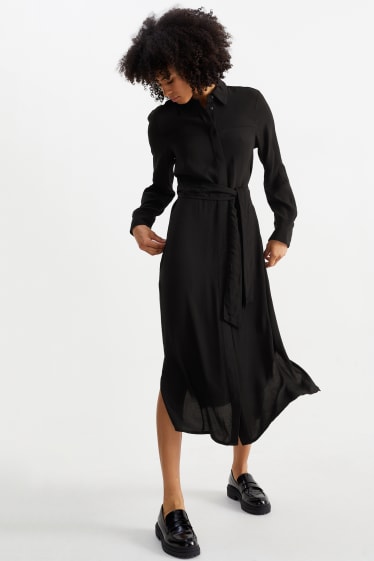Damen - Blusenkleid - schwarz