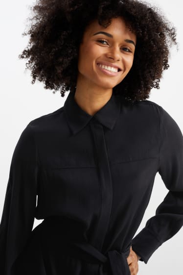 Damen - Blusenkleid - schwarz