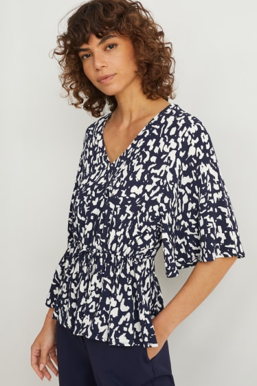 Damen - Bluse - gemustert - dunkelblau
