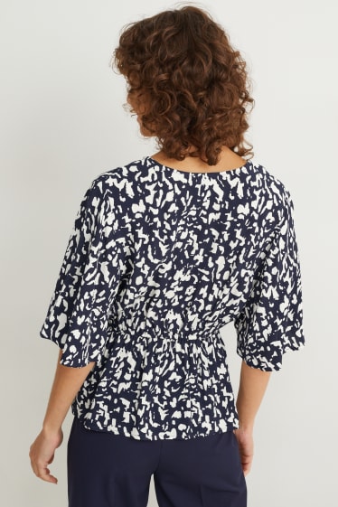 Damen - Bluse - gemustert - dunkelblau