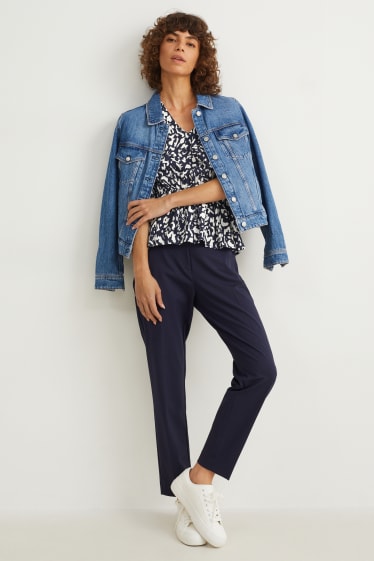Damen - Bluse - gemustert - dunkelblau