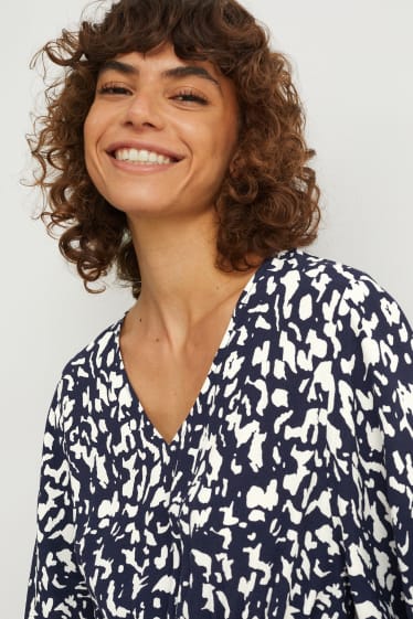 Damen - Bluse - gemustert - dunkelblau