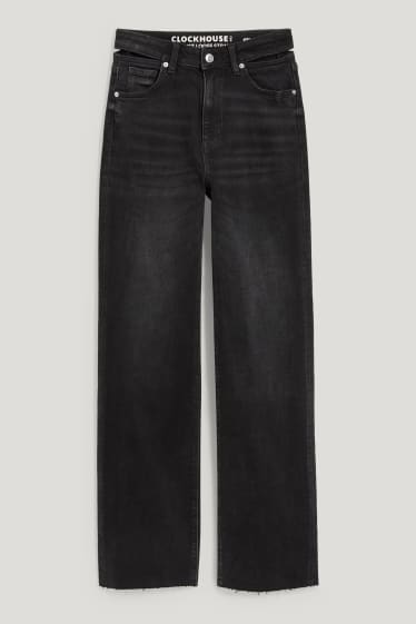 Clockhouse Girls - CLOCKHOUSE - loose fit jeans - high waist - jeansdonkergrijs