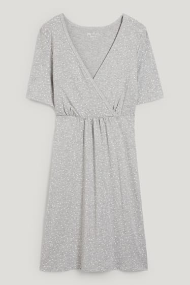 Dona - Camisa de dormir de lactància - de piquets - gris clar jaspiat