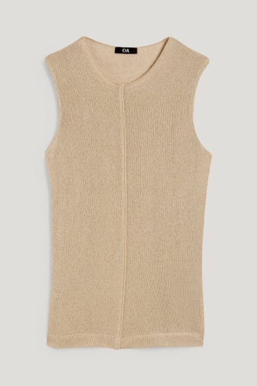 Women - Knitted top - light beige