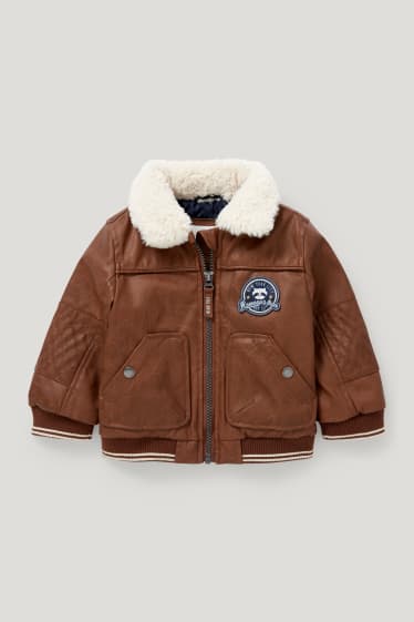 Baby Boys - Baby-Bikerjacke - Lederimitat - braun