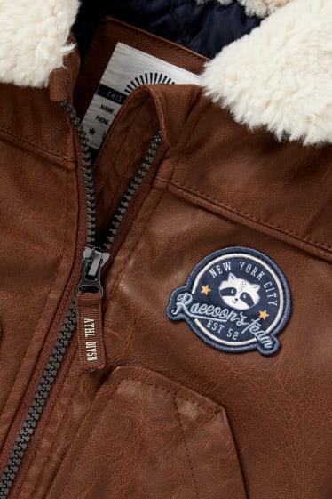 Baby Boys - Baby-Bikerjacke - Lederimitat - braun