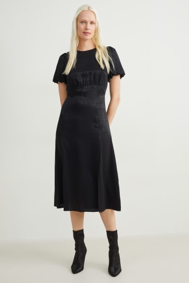 Damen - Empirekleid - gemustert - schwarz