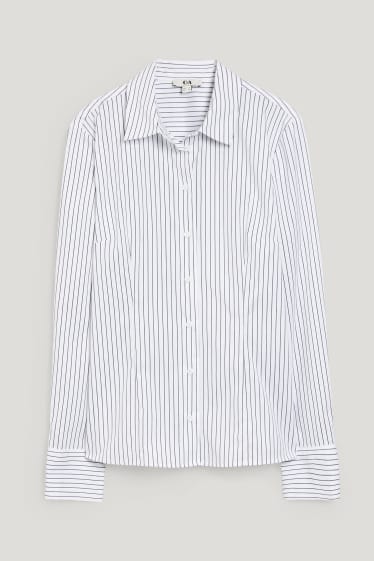 Damen - Business-Bluse - gestreift - weiß