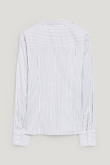 Damen - Business-Bluse - gestreift - weiß