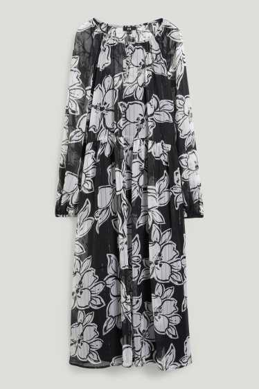 Damen - Chiffon-Kleid - geblümt - schwarz