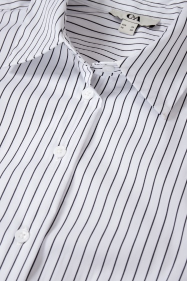 Damen - Business-Bluse - gestreift - weiß