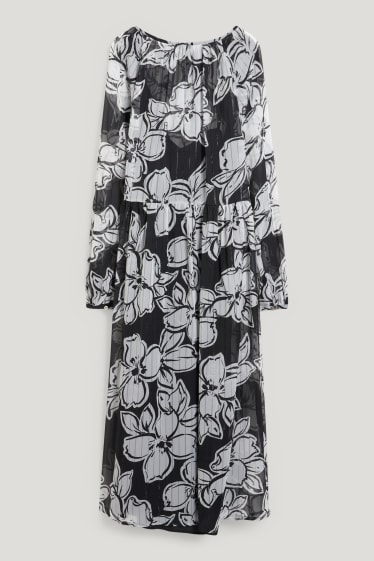Damen - Chiffon-Kleid - geblümt - schwarz