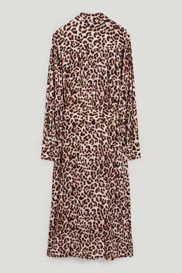 Damen - Column Kleid - gemustert - hellbraun