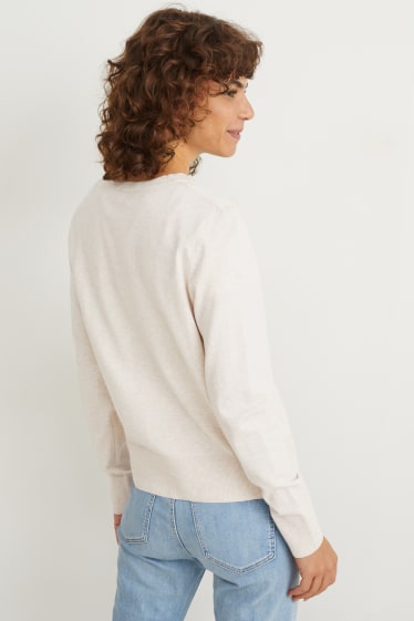 Damen - Basic-Strickjacke - cremefarben