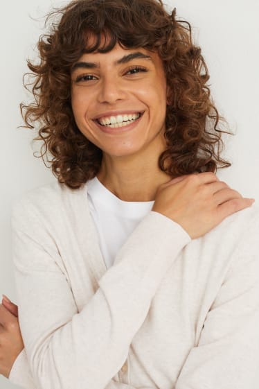 Damen - Basic-Strickjacke - cremefarben