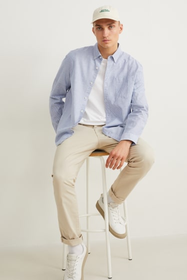 Men - Oxford shirt - slim fit - button-down collar - striped - blue