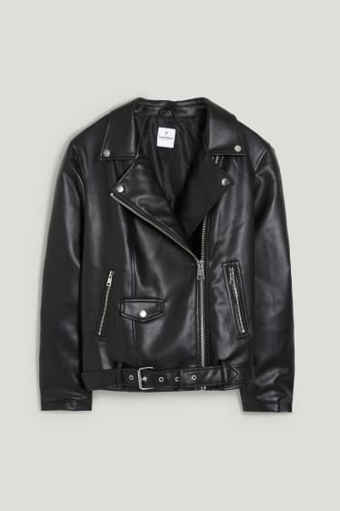 Dames XL - CLOCKHOUSE - bikerjack - imitatieleer - zwart