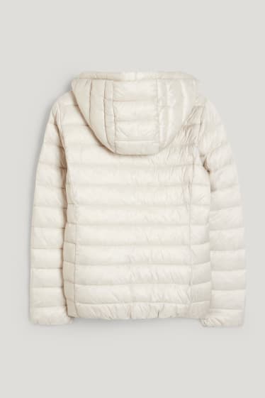 Women - Quilted jacket with hood - creme