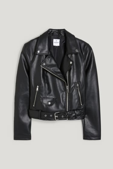 Clockhouse Girls - CLOCKHOUSE - Bikerjacke - Lederimitat - schwarz