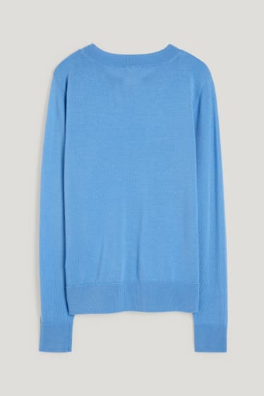 Dames - Basic trui van merinowol - blauw